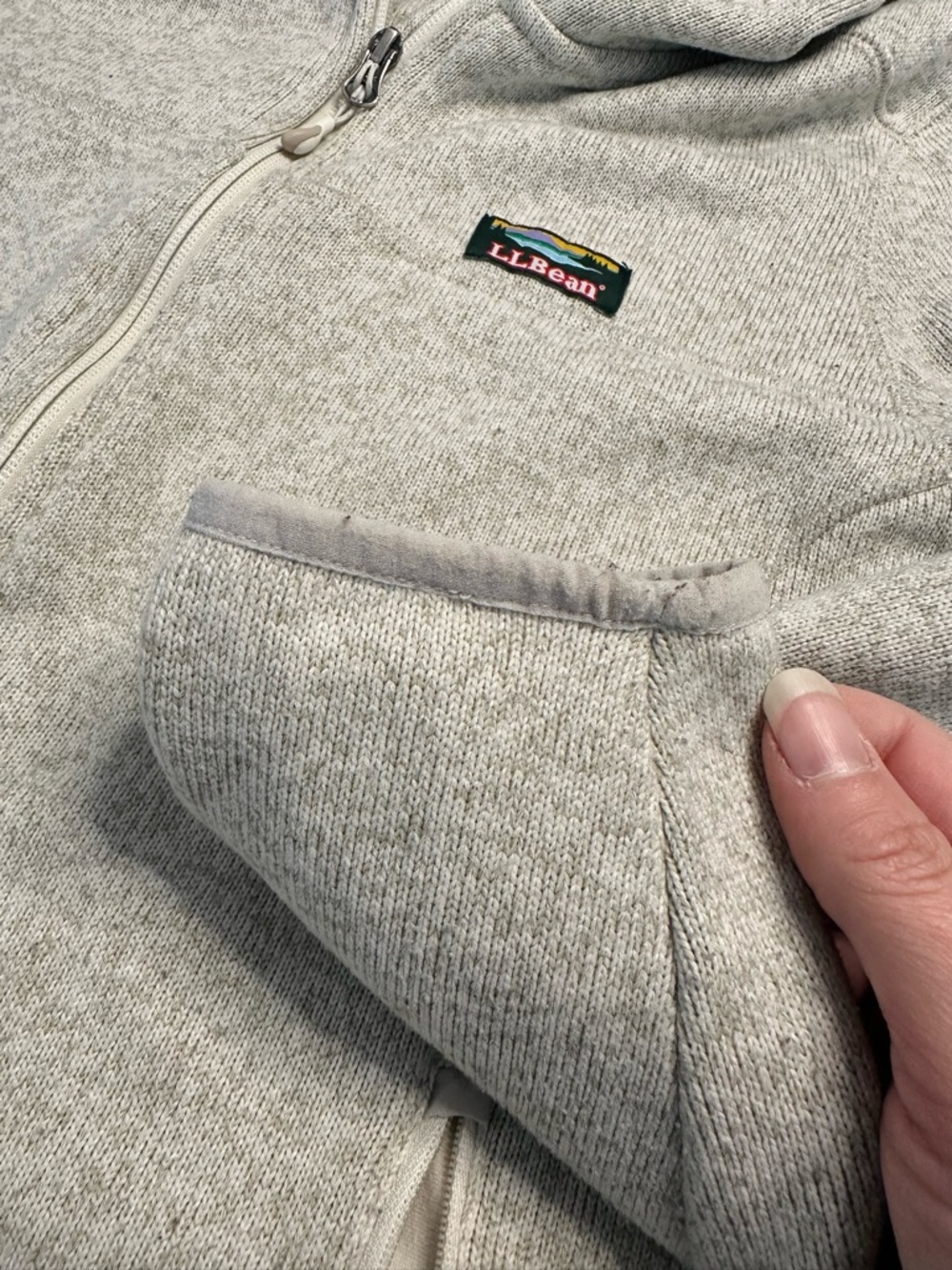 Durable L.L. Bean Light Gray Full-Zip Hooded Polyester Jacket Women’s Large - Picture 5 of 17